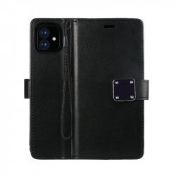Multi Pockets Folio Flip Leather Wallet Case with Strap for iPhone 12 / 12 Pro 6.1 (Black) Multi Pockets Folio Flip Leather Wallet Case with Strap for iPhone 12 / 12 Pro 6.1 (Black)